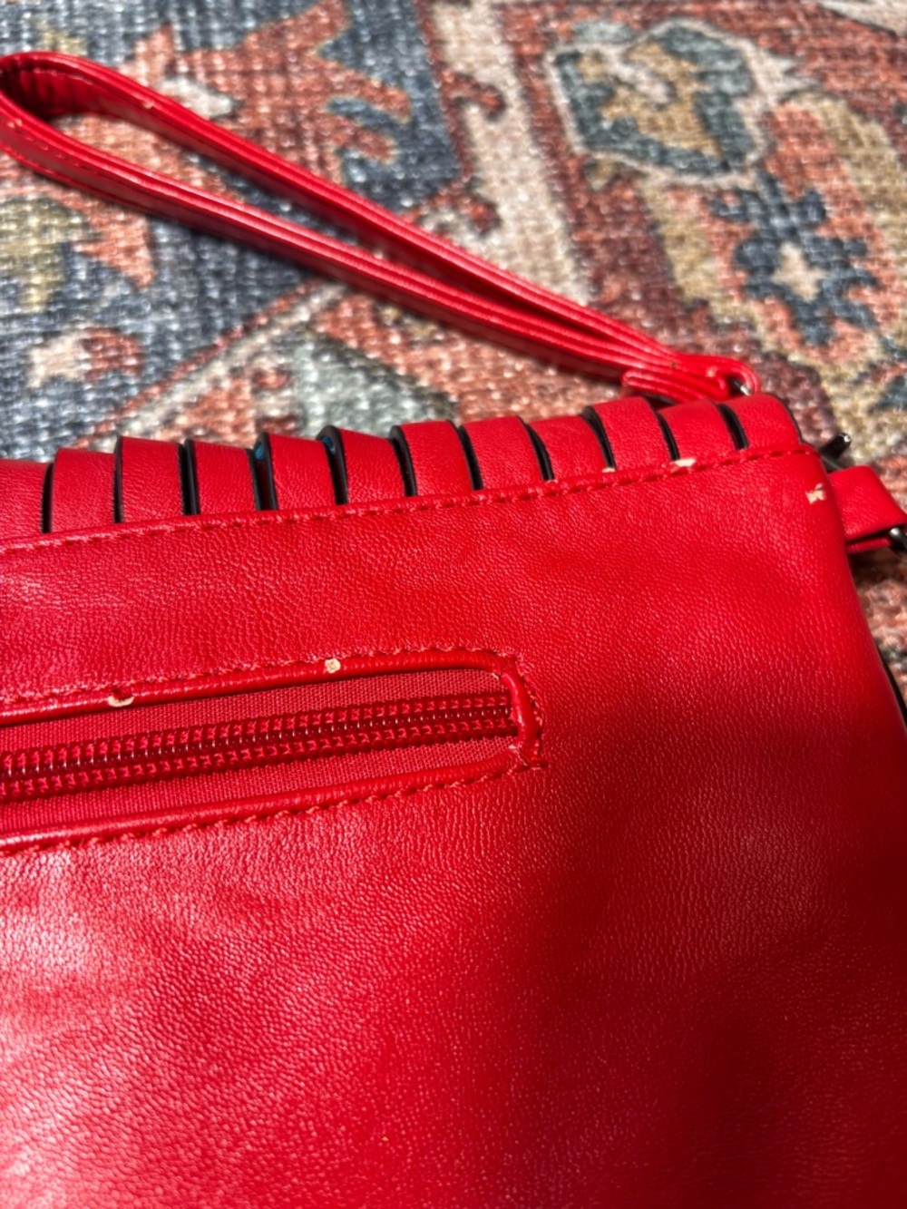 Mellow World Rainbow Twist Crossbody Wristlet / Clutch – Red Vegan Leather - Picture 5 of 5